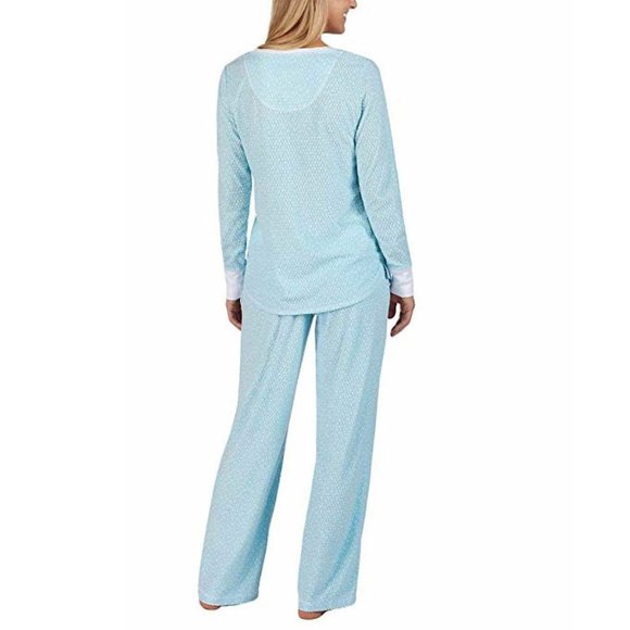 Nautica Women's Long Sleeve Button-Front Pajama Set - Soft Cotton Shirt & Pant Sleepwear - View #9